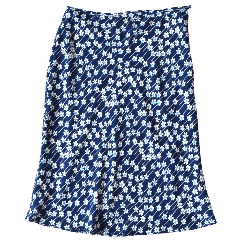 Vintage Jonathan Martin Blue Floral Skirt Side Zip Size Medium